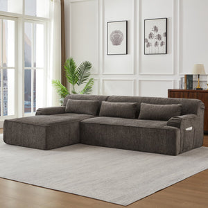 English Elm Chenille Oversized L-Shape Luxury Sectional Sofa - Minimalist, Comfy Sleeper Couch For Stylish Spaces W2339S00066