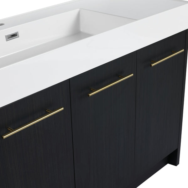 English Elm 48 Inch Freestanding Bathroom Vanity With Integrated Resin Sink & Soft-Close Doors For Storage Solutions W999S00264