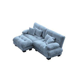 English Elm Cloud Couch Sectional Sofa - Luxurious Chenille 2-Seater With Pillows, Convertible Ottoman & More! W714S01080