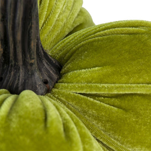 English Elm Set Of 2 Velvet Weighted Pumpkins - Apple Green Decor For Farmhouse Fall Tabletop & Thanksgiving W2078P246652-GIGA