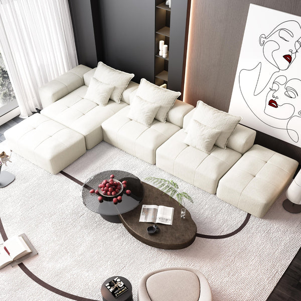 English Elm Modern Oversized Modular Sectional Sofa In Sparkling Chenille - Customizable 6-Piece Design, No Assembly! W1885S00073