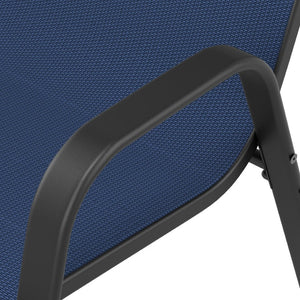 English Elm 6-piece Outdoor Dining Chair Set Powder Coated Metal Teslin Fabric Patio Seating Black,Navy Blue W3979P402387