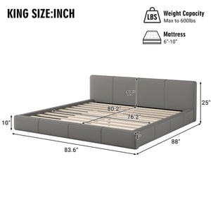 English Elm Christopher Knight Home® - [Stylish Gray Upholstered Bed] - Modern Elegance For Any Bedroom, King Size, Easy-Care Faux Leather N769P241238E