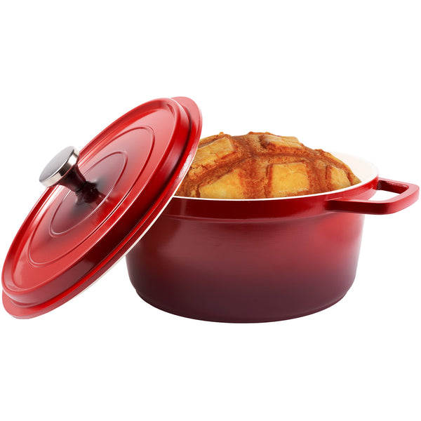English Elm Lightweight 5 Qt Dutch Oven With Lid - Nonstick Enameled Cast Aluminum Pot For Versatile Cooking, Red T3950P399487