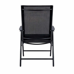 English Elm Outdoor Stackable Folding Chairs Set Ergonomic Mesh Back Steel Frame Patio Seating Black W5159P445935