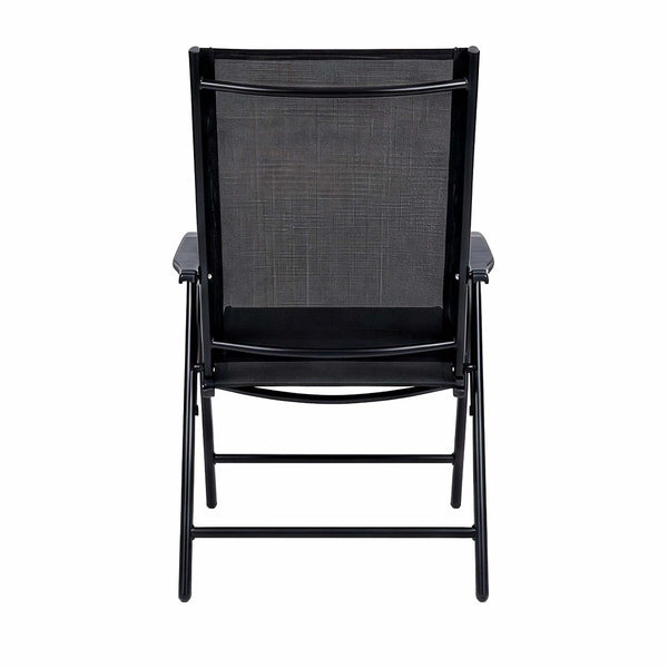 English Elm Outdoor Stackable Folding Chairs Set Ergonomic Mesh Back Steel Frame Patio Seating Black W5159P445935