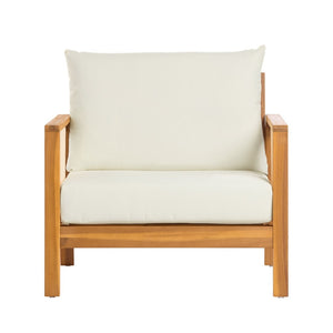 English Elm Outdoor Acacia Wood Club Chair Uv Resistant Textilene Weave Lounge Seat for Patio Deck Brown,Teak+ Beige N768P368823T