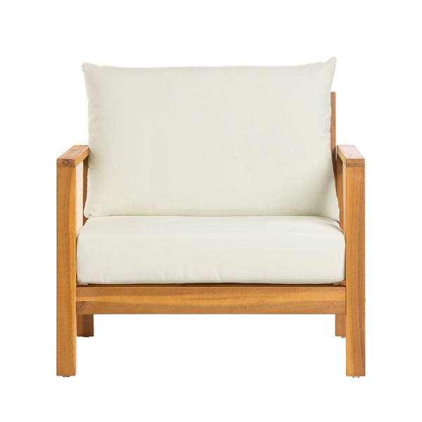 English Elm Outdoor Acacia Wood Club Chair Uv Resistant Textilene Weave Lounge Seat for Patio Deck Brown,Teak+ Beige N768P368823T