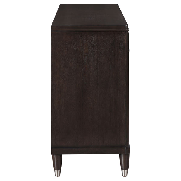 English Elm Niguel Brown 6-Drawer Dresser with Silver-Tone Hardware, Contemporary Wide Top, Generous Storage & Chic Trim Details B062P354066