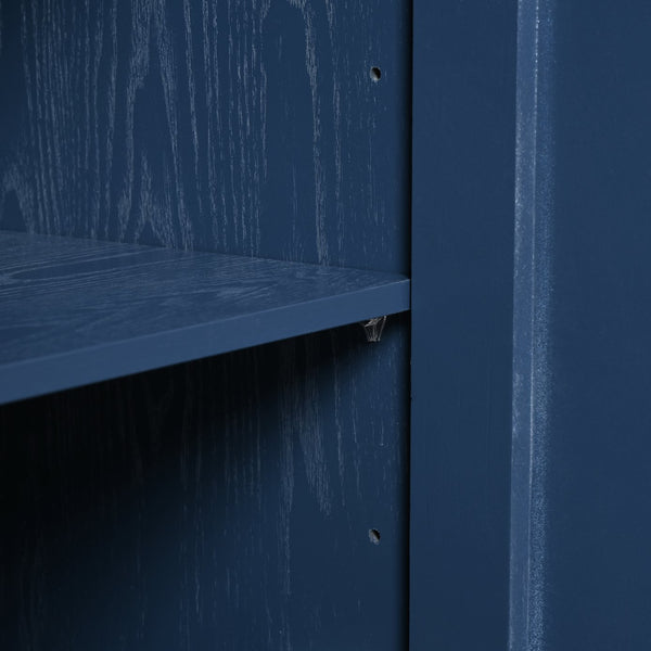 English Elm Elegant Navy Blue Sideboard, 4-Door Storage Cabinet with Arched Groove Wavy Doors, Adjustable Shelves W2696P245317