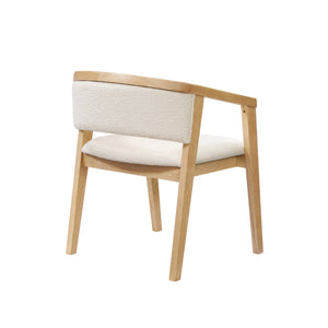 English Elm Christopher Knight Home® - U-shaped Mid-Century Dining Chair with Armrests, Bouclé Upholstery, High-Density Foam Comfort Beige,Oak N771P331338A
