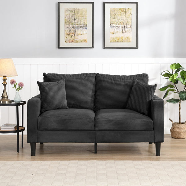 English Elm 57 High-Resilience Loveseat Sofa with Sturdy Wooden Frame, Corduroy Upholstery, Space-Saving Two-Seater Comfort Dark Gray 32.09 L x 25.98 W x 15.55 H W2297P264503