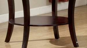 English Elm Contemporary Oval End Table with Beveled Glass Top and Solid Wood Open Shelf for Stylish Living Espresso 32 L x 28 W x 5 H B011P357280