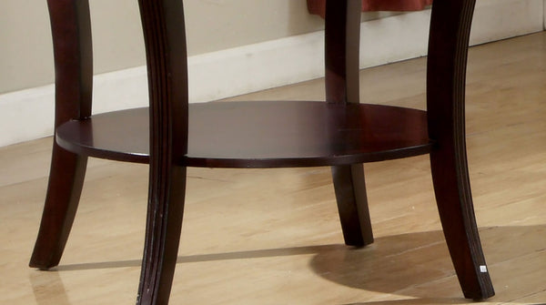 English Elm Contemporary Oval End Table with Beveled Glass Top and Solid Wood Open Shelf for Stylish Living Espresso 32 L x 28 W x 5 H B011P357280