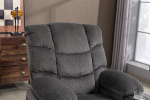 English Elm Ultra Wide Velvet Swivel Lounge Chair with Massage Heating and Powered Lift Assist Grey W547P425986