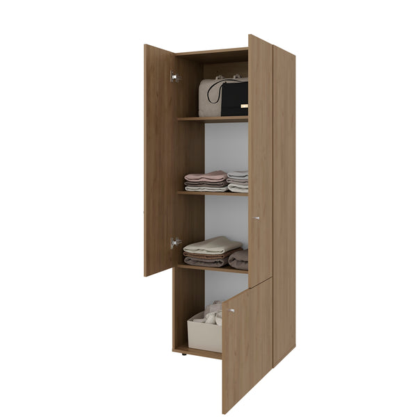English Elm Armoir 66.9" H Natural Oak & White 3-Door Cabinet with 3 Shelves — Space-Saving, Durable, Eco-Friendly Storage B097P395915