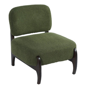 English Elm 26" Boucle Lounge Chair Solid Wood Frame Woven Texture Minimalist Seat for Any Room Green N767P408732D