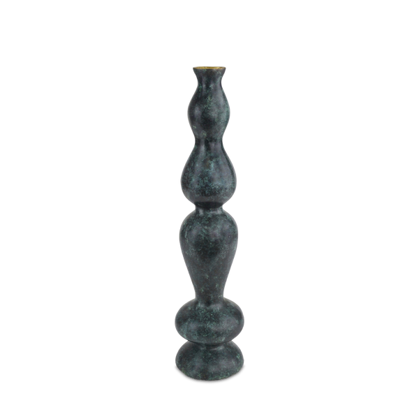 Luganzo Bronze Vase with Jade Green Patina and Polished Gold Ring – A Stunning Textural Accent Piece