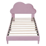 English Elm Twin Size Upholstered Cloud-Shape Bed ,Velvet Platform Bed With Headboard,No Box-Spring Needed,Pink