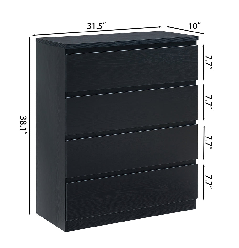 English Elm 4 Drawer Dresser Modern Black 31.5" Handle-Free Chest - 4 Spacious Drawers, Sleek Durable Storage Organizer W3151P288870