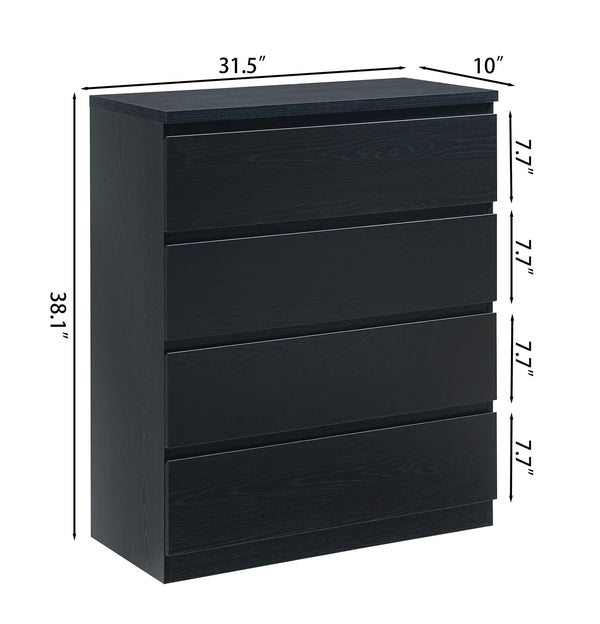 English Elm 4 Drawer Dresser Modern Black 31.5" Handle-Free Chest - 4 Spacious Drawers, Sleek Durable Storage Organizer W3151P288870
