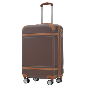 English Elm Hardshell 3 Piece Luggage Set Abs Spinner Suitcase with Tsa Lock Carry on Travel Brown N732P171583O