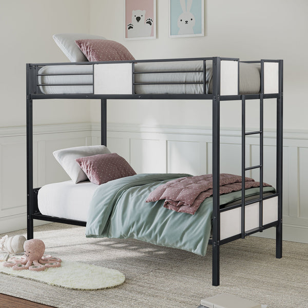 English Elm Twin Arch Slat Bunk Bed with Patented Insert & Lock Joint System — Sturdy Transitional Style, Space-Saving Design Black 79 L x 15 W x 9 H B2741P347307