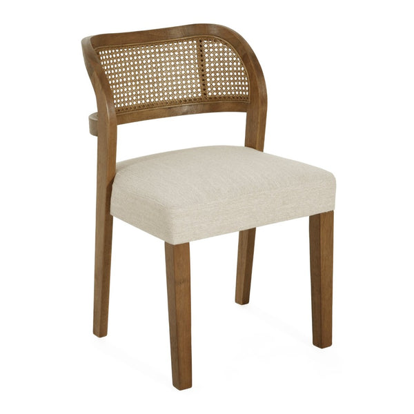 English Elm Hand-woven Rattan Back Dining Chairs Rubberwood Frame Upholstered Armchair Set of 2 Beige,Walnut N768P381887W