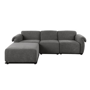 English Elm 102 Inch Linen Modular Sectional Sofa with Hidden Storage and Cloud Cushion Comfort Gray W1099S00199