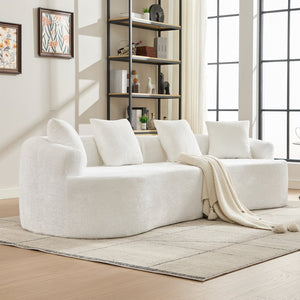 English Elm Curved Chenille Loveseat with Memory Foam Cushions for Compact Living Spaces Beige W2915S00083