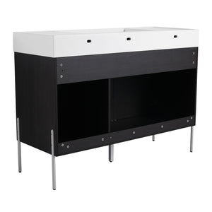 English Elm 48" Freestanding Bathroom Vanity with Resin Sink and Spacious Cabinet, Soft-Close Doors, Durable Finish Dark Oak W1972S00015