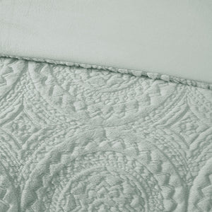 JLA Home Madison Park - Embroidered Medallion Faux Fur Ultra-Plush Comforter Mini Set — Soft, Machine-Washable Luxury for Bedrooms Aqua MP10-7636