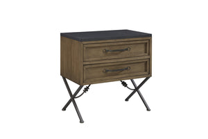 English Elm 2 Drawer Nightstand Warm Almond Finish Cedar Felt Lined Usb Charging Bedroom B2699P439936