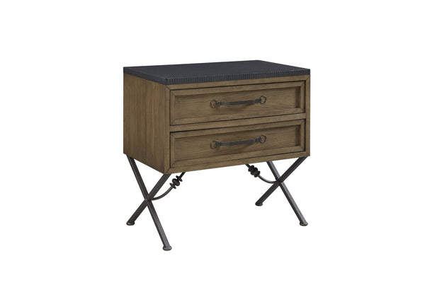 English Elm 2 Drawer Nightstand Warm Almond Finish Cedar Felt Lined Usb Charging Bedroom B2699P439936