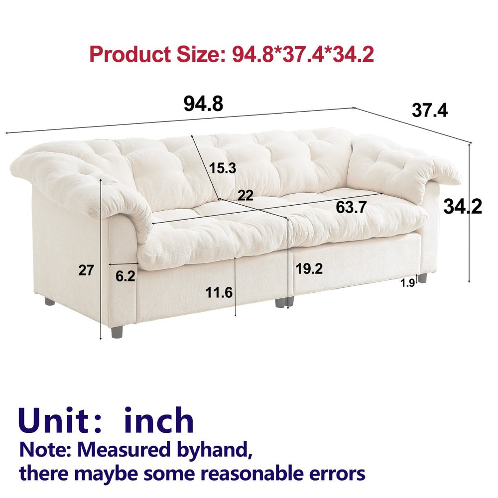 English Elm 94.8" Plush Chenille Cloud Sofa Deep Seat Comfort for Modern Living Rooms W1193S00174