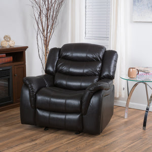 English Elm Christopher Knight Home® - Classic Design Recliner Black Berry PU Upholstery Glider Recliner Spacious Soft Seat Durable Frame Comfort N763P215170B
