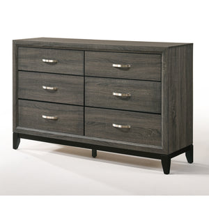 English Elm Valdemar Weathered Gray Finish Dresser with Six Smooth-Glide Dovetail Drawers and Nickel Handles Gray 60 L x 19 W x 35 H B2726P261861