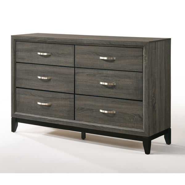 English Elm Valdemar Weathered Gray Finish Dresser with Six Smooth-Glide Dovetail Drawers and Nickel Handles Gray 60 L x 19 W x 35 H B2726P261861