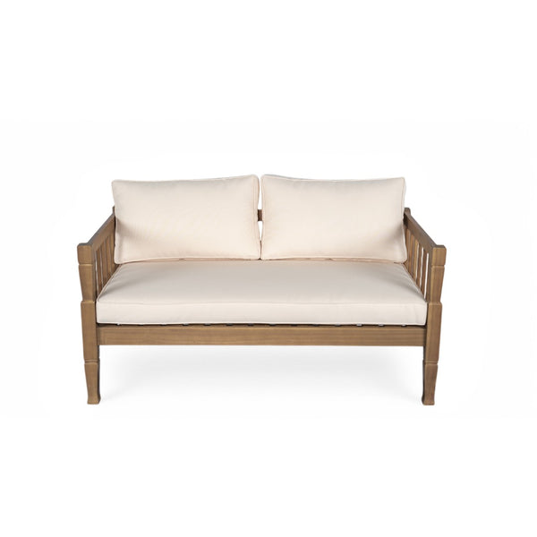 English Elm 4-piece Outdoor Acacia Wood Conversation Set with Deep Seating Cushions for Patio SD100002AAE