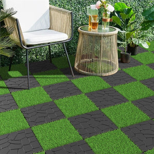 English Elm New Stone Texture Interlocking Patio Tiles Polypropylene 44 Piece Outdoor Deck Set W3022P251867