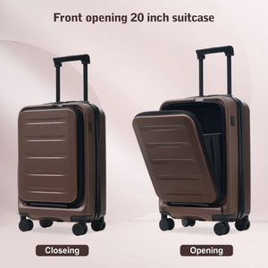 English Elm Luggage 5 Piece Hardside Abs Set with Front Access Carry on and Tsa Spinner Wheels Brown N732P391544O