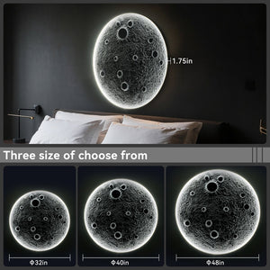 English Elm 40-Inch Resin Moon Wall Light with Remote Dimmable LEDs, 38W Main 15W Night, Meteorite Texture W2869P410964