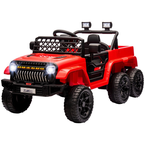 English Elm Qaba 12v Four Motor Kids Electric Ride on Truck with Trailer and Parent Remote Red W2225P249884
