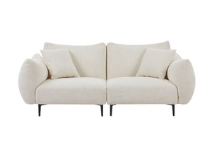 English Elm Oversized Sherpa Loveseat Sofa - Plush 2-Seater With Metal Legs & Pillows For Modern Living Spaces W542S00052-GIGA