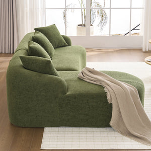 English Elm Compression Compression Sponge Sofa Curved Modular Sectional with 30D High-Density Chenille Sleeper for Cozy Apartment Living Room Comfort and Safe Rounded Design Antique Green,Green W2231S00031