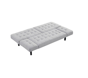 English Elm Light Gray Futon Sofa With Biscuit Tufting - Stylish Convertible Couch With Adjustable Arm Rests B2741P314791