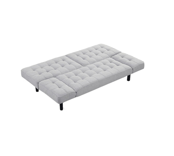 English Elm Light Gray Futon Sofa With Biscuit Tufting - Stylish Convertible Couch With Adjustable Arm Rests B2741P314791