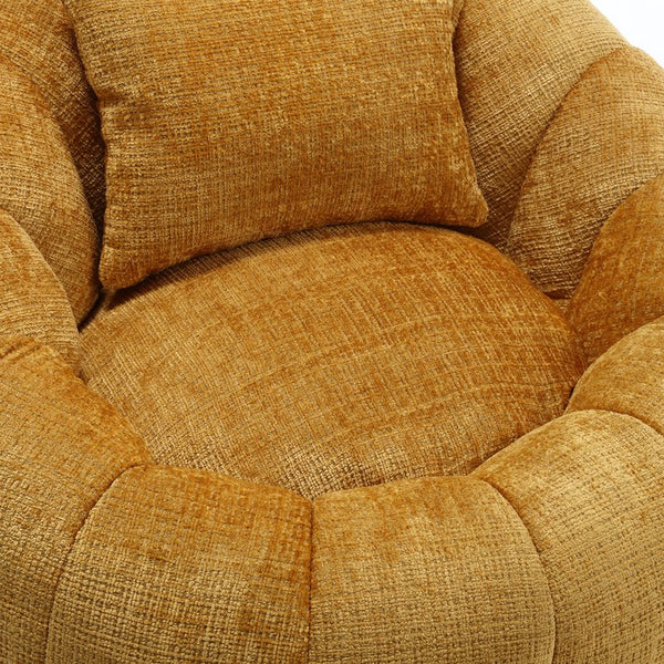 English Elm UNITED Cloud-Luxe Chenille Memory Foam Bean Bag Chair with Ottoman and Pillow for Ultimate Comfort Yellow W1568P361698