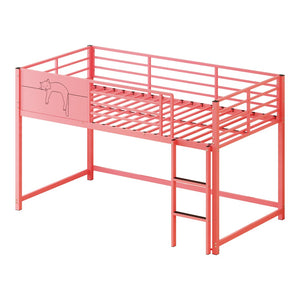 English Elm Twin House Shaped Metal Bed Frame for Kids with Full Guardrails and Low Floor Design W3752P458302