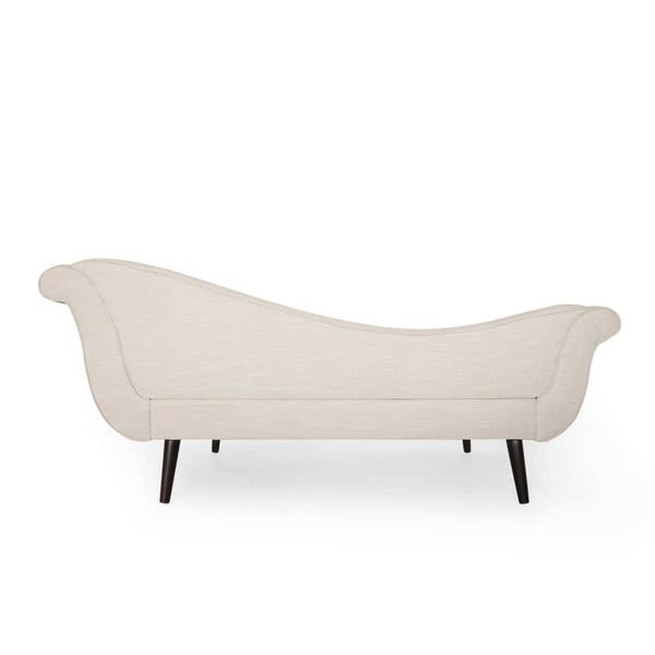 English Elm Chaise Lounge Upholstered Accent Piece Tailored Silhouette for Living Room or Bedroom Beige N776P396744F